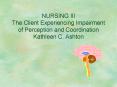 NURSING III The Client Experiencing Impairment of Perception and Coordination Kathleen C. Ashton PowerPoint PPT Presentation