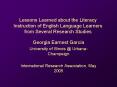 Lessons Learned about the Literacy Instruction of English Language Learners from Several Research St PowerPoint PPT Presentation
