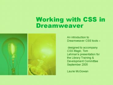 Working with CSS in Dreamweaver