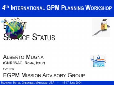 4th INTERNATIONAL GPM PLANNING WORKSHOP