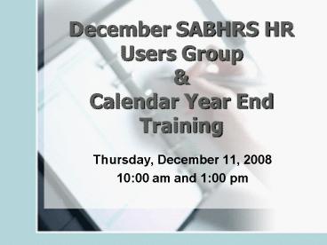 December SABHRS HR Users Group