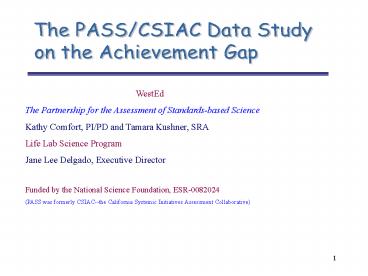 The PASSCSIAC Data Study