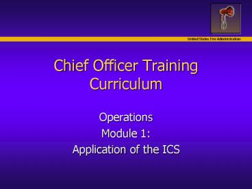 Chief Officer Training Curriculum
