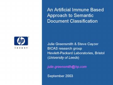 An Artificial Immune Based Approach to Semantic Document Classification