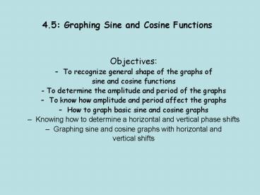 4.5: Graphing Sine and Cosine Functions