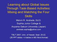 Learning about Global Issues Through TaskBased Activities: Mixing and Matching the Four Skills