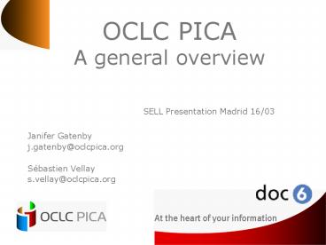 OCLC PICA A general overview