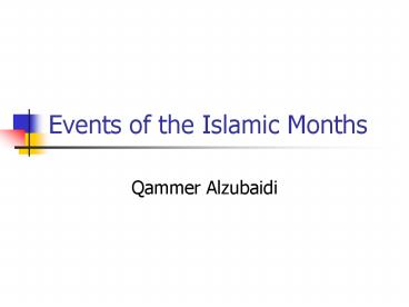 Events of the Islamic Months
