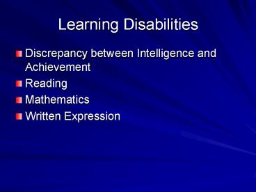Learning Disabilities