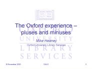 The Oxford experience 