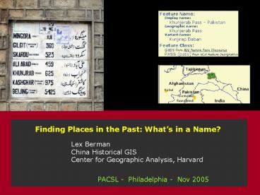 Finding Places in the Past: Whats in a Name