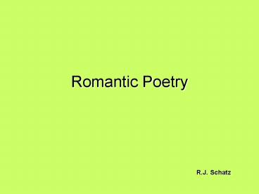 Romantic Poetry