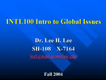 INTL100 Intro to Global Issues