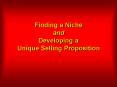 Finding a Niche and Developing a Unique Selling Proposition PowerPoint PPT Presentation