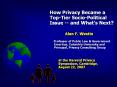 How Privacy Became a TopTier SocioPolitical Issue and Whats Next Alan F. Westin Professor of Public PowerPoint PPT Presentation