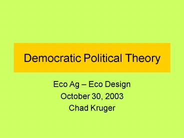 Democratic Political Theory