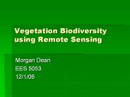 Vegetation Biodiversity using Remote Sensing