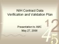 NIH Contract Data Verification and Validation Plan PowerPoint PPT Presentation
