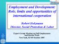 Employment and Development: Role, limits and opportunities of international cooperation Robert Holzmann Director, Social Protection PowerPoint PPT Presentation