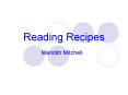 Reading Recipes PowerPoint PPT Presentation