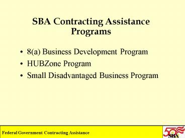 SBA Contracting Assistance Programs