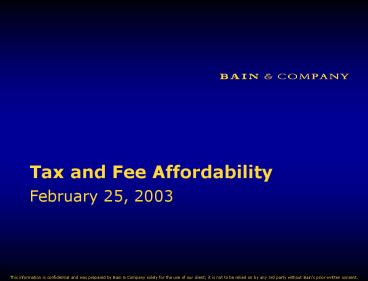 Tax and Fee Affordability