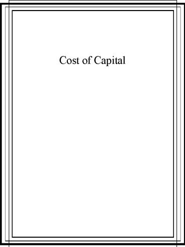 Cost of Capital