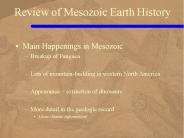 Review of Mesozoic Earth History