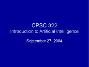 CPSC 322 Introduction to Artificial Intelligence