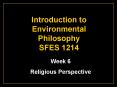 Introduction to Environmental Philosophy SFES 1214 PowerPoint PPT Presentation