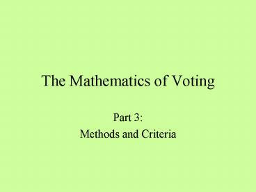 The Mathematics of Voting