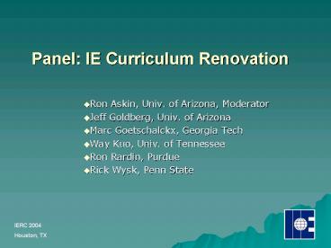 Panel: IE Curriculum Renovation