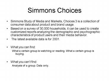 Simmons Choices