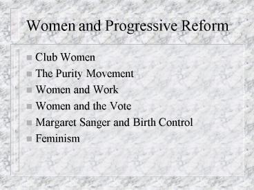 Women and Progressive Reform
