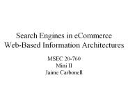 Search Engines in eCommerce Web-Based Information Architectures