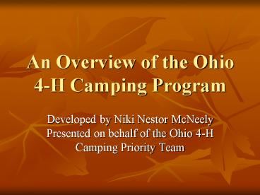 An Overview of the Ohio 4H Camping Program