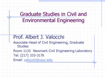 Graduate Studies in Civil and Environmental Engineering