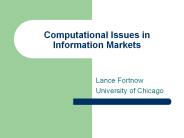 Computational Issues in Information Markets