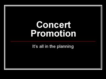 Concert Promotion