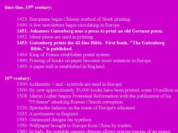 timeline, 15th century: