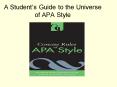 A Students Guide to the Universe of APA Style PowerPoint PPT Presentation