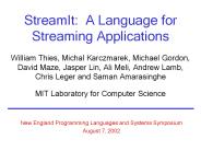 StreamIt: A Language for Streaming Applications