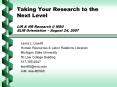 Taking Your Research to the Next Level LIR PowerPoint PPT Presentation
