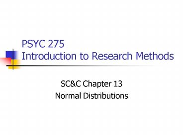 PSYC 275 Introduction to Research Methods