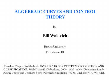 ALGEBRAIC CURVES AND CONTROL THEORY