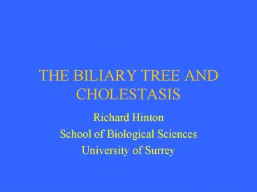 THE BILIARY TREE AND CHOLESTASIS