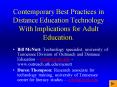 Contemporary Best Practices in Distance Education Technology With Implications for Adult Education. PowerPoint PPT Presentation