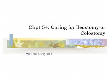 Chpt 54: Caring for Ileostomy or Colostomy