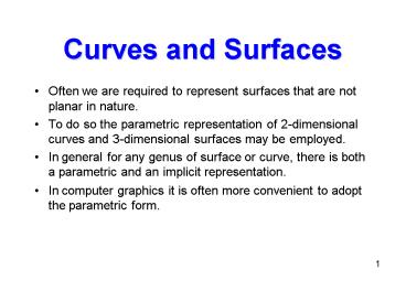 Curves and Surfaces