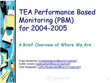 TEA Performance Based Monitoring PBM
